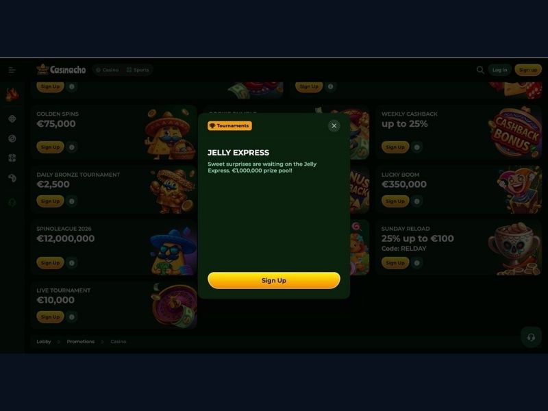 Dashboard e prime sessioni per meccanica su Casinacho Casino Nacho Casino per l'Italia